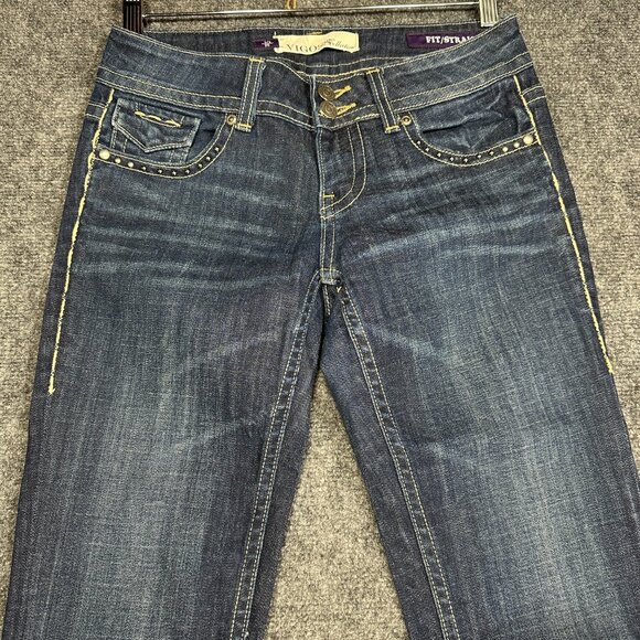 Vigoss Jeans Womens 26  Cotton Stretch Embellished Flap Pockets Medium Wash - Picture 3 of 10